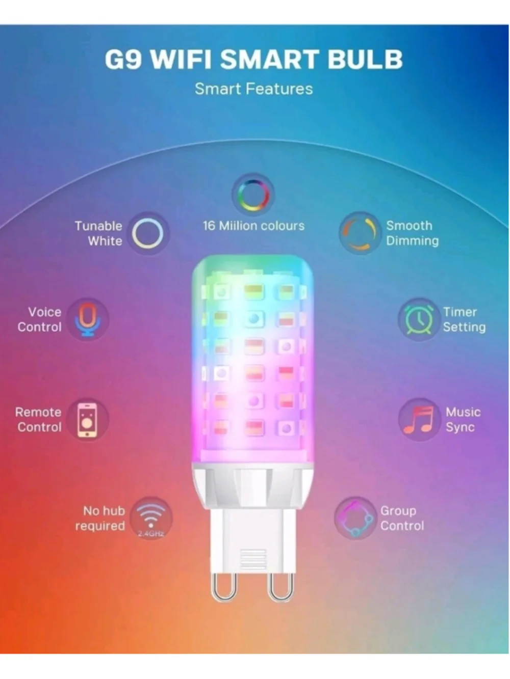 MCDYLUK g9 LED wifi smart light bulbs 4 pack Alexa / Google compatible dimmable